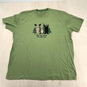 Little Blue House Graphic Tee Mens XXL Green Cotton Forest Parody Gorpcore
